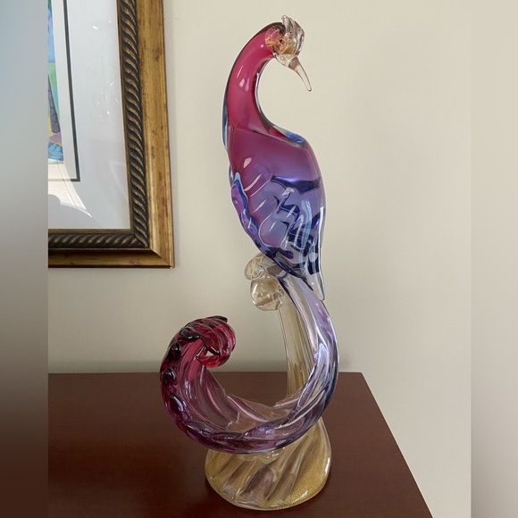 Murano Other - MURANO - ALFREDO BARBINI MULBERRY Ombre PURPLE Glass BIRD Circa 1940 Read Flaw